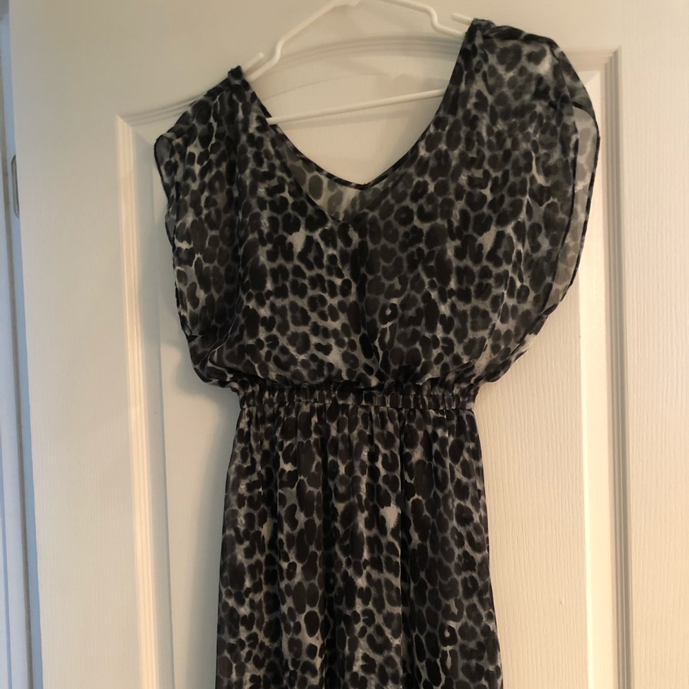 Express Black & Grey Leopard Chiffon Dress - XS